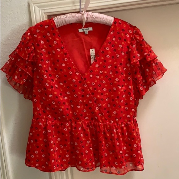 Madewell Tops - NWT Madewell Tiered Sleeve Peplum Prairie Posies